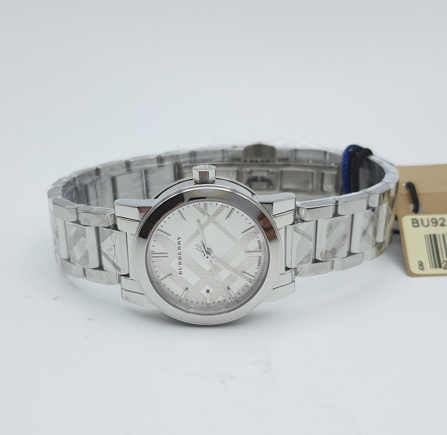 Burberry Ladies The City Engraved Check Watch BU9233