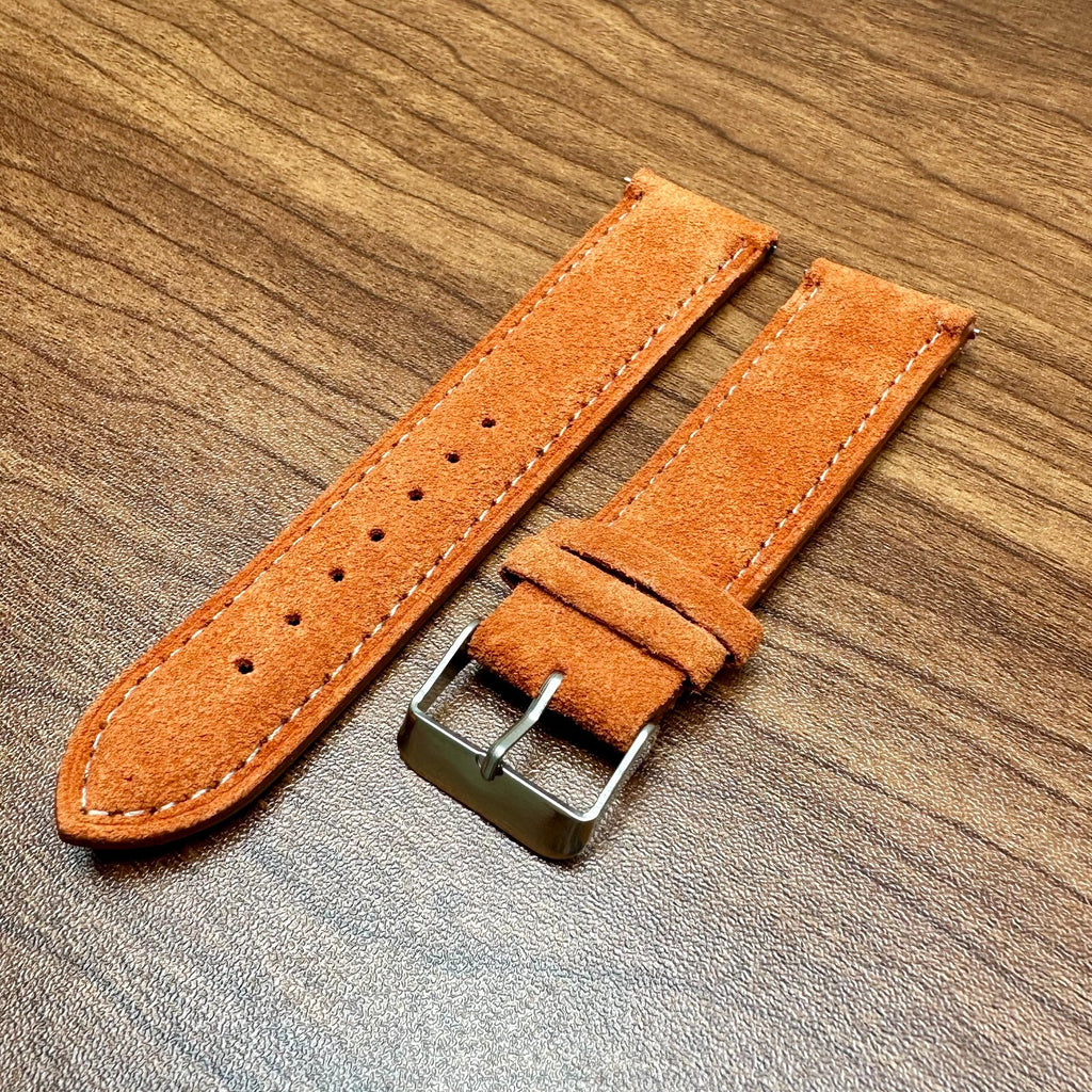 Grey Black Blue Red Purple Green Suede Leather Watch Strap Quick Release 20-22mm