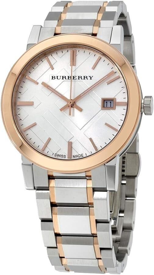 Reloj Burberry BU9006 para hombre, bicolor, estampado a cuadros