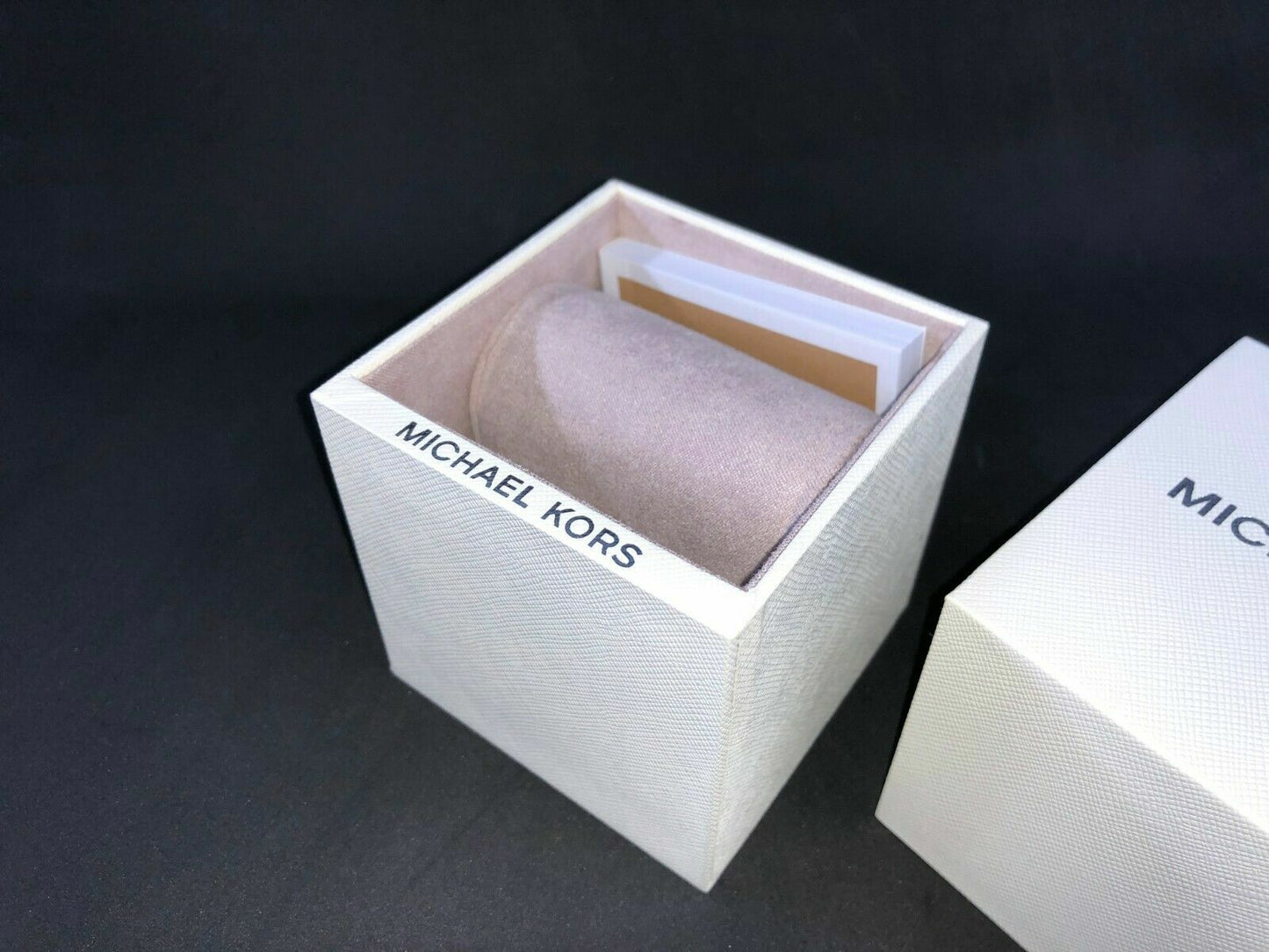 Genuine Michael Kors MK Cream Compact Watch Storage Box + Manual