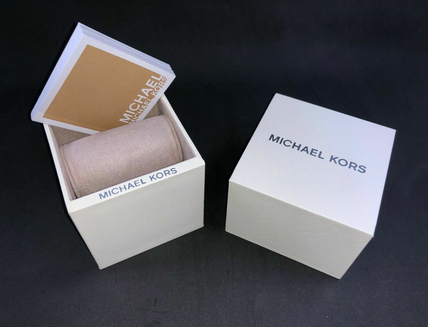 Genuine Michael Kors MK Cream Compact Watch Storage Box + Manual