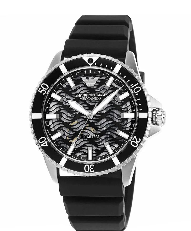 Reloj Emporio Armani automático de silicona negra para hombre AR60062