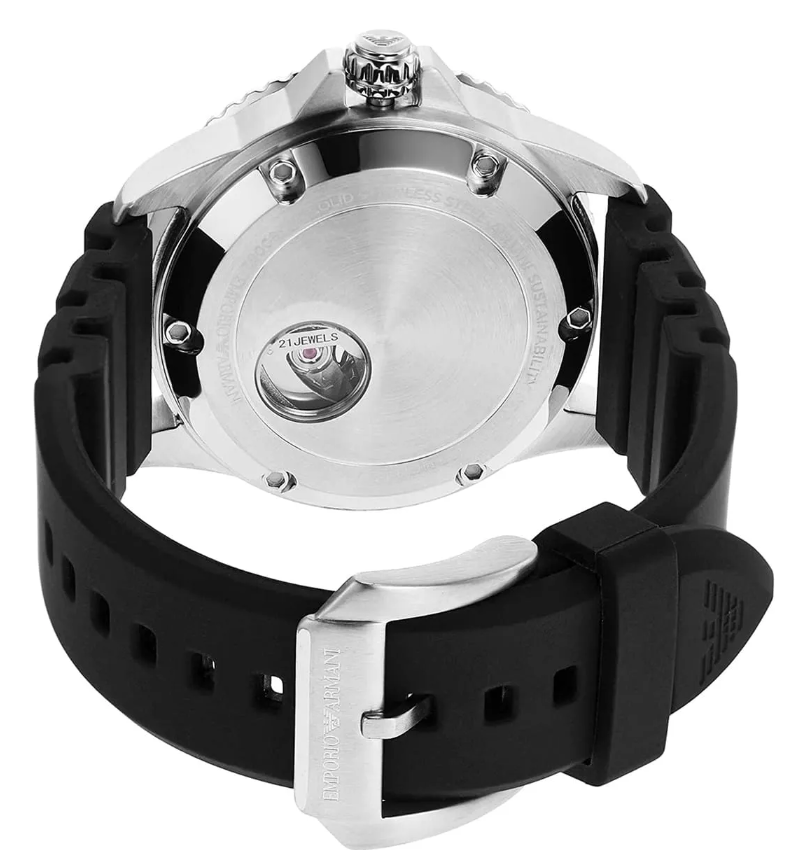Reloj Emporio Armani automático de silicona negra para hombre AR60062