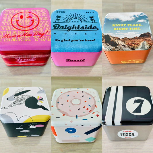 Genuine Fossil Tin Watch Storage Box + Manual