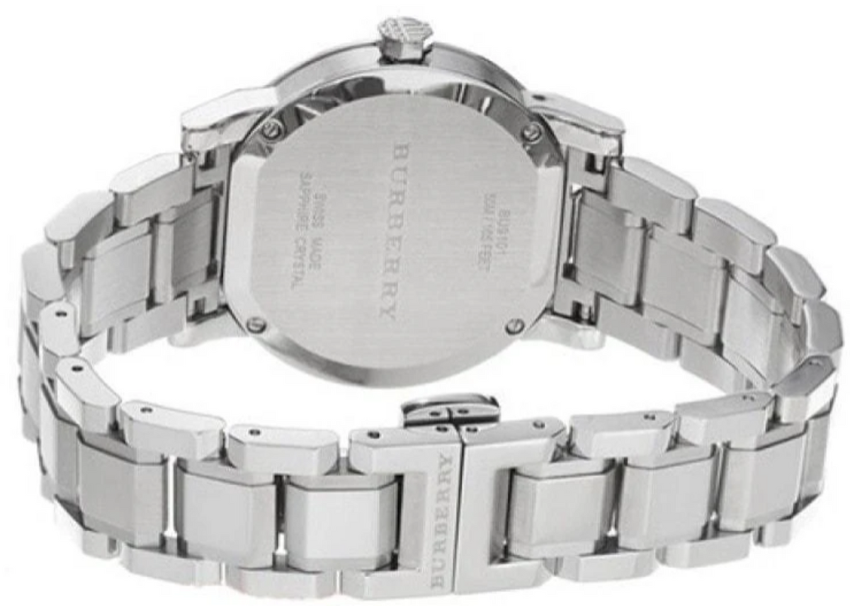 Auténtico reloj Burberry The City para mujer, tamaño pequeño, color plata, BU9220