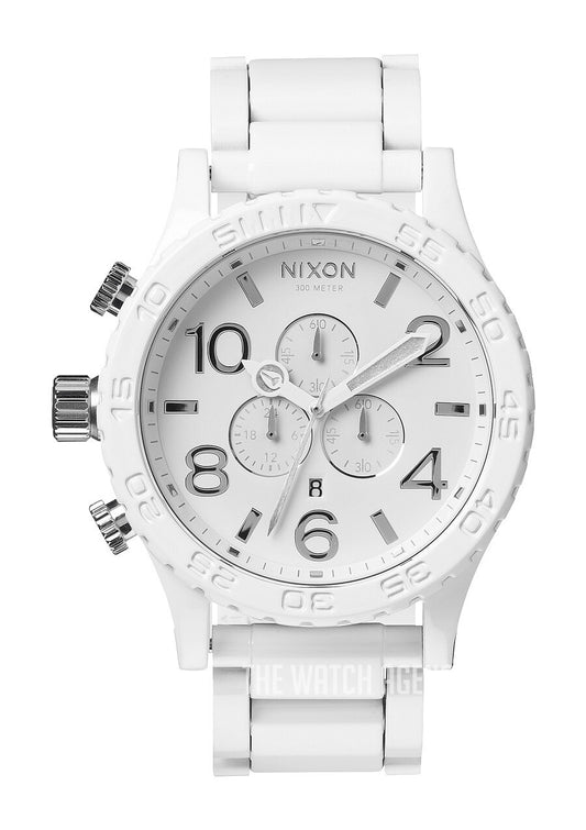 Reloj Nixon 51-30 Cronógrafo Esfera Blanca PVD Blanco para Hombre A083-1255