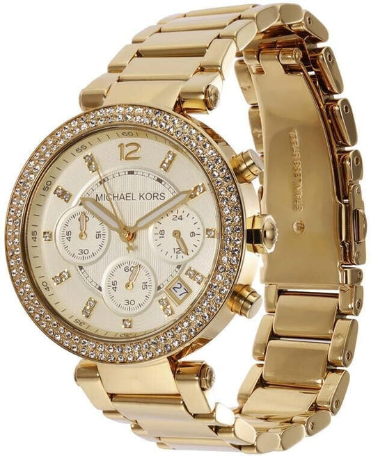 Michael Kors Parker Chronograph Gold Dial Gold-Tone Watch MK5354