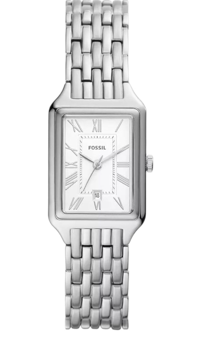 Fossil Raquel Date Stainless Steel Silver Dial Womens Watch ES5221