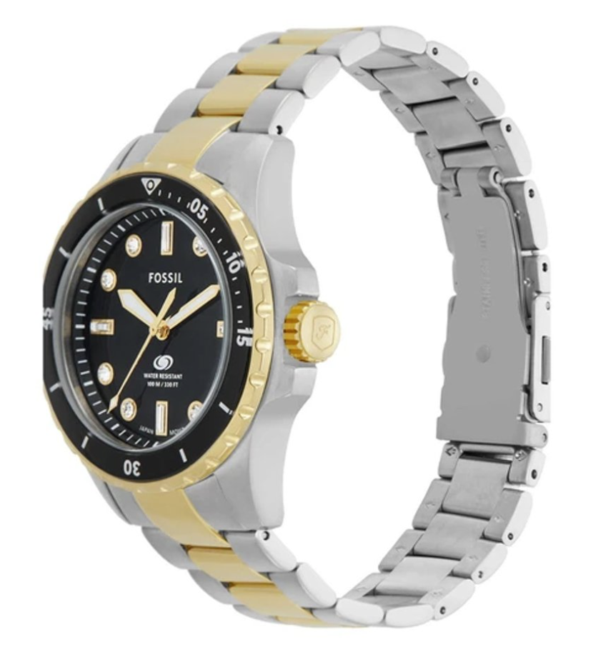 Reloj Fossil Blue Dive para mujer, dorado y negro, ES5349