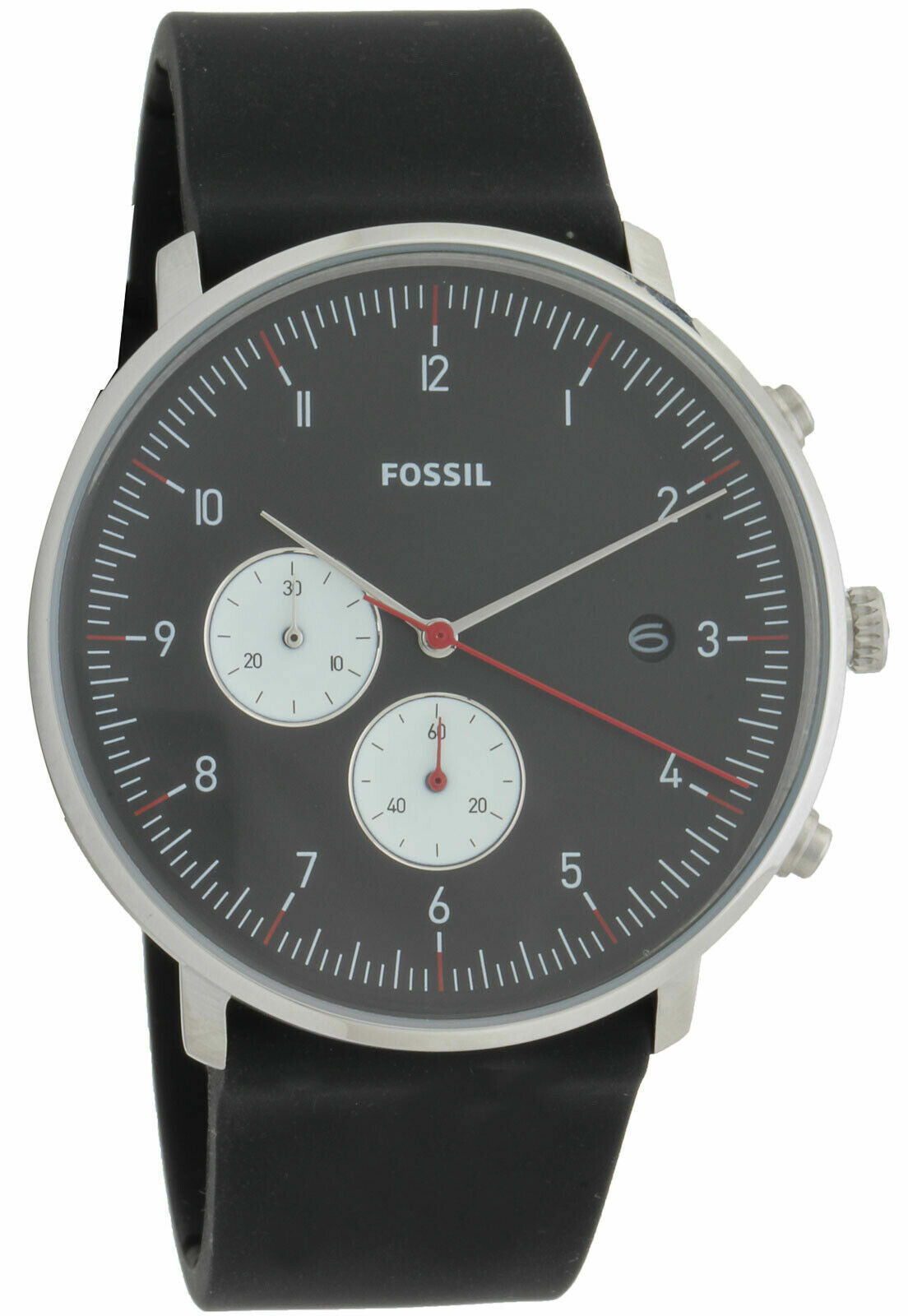 Fossil Chase Timer Chronograph Black Silicone Strap FS5484 Mens Watch