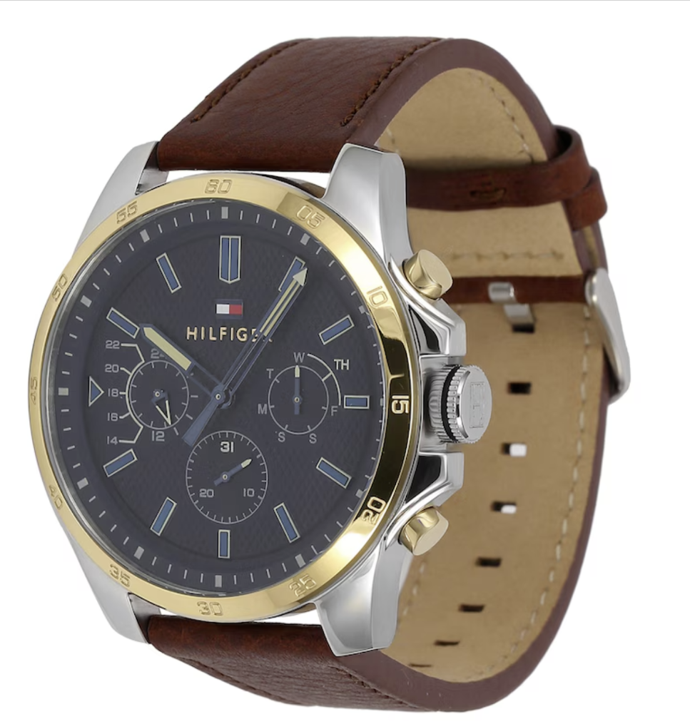 Brand New Authentic Tommy Hilfiger Men's Brown Leather Strap Watch 1791561