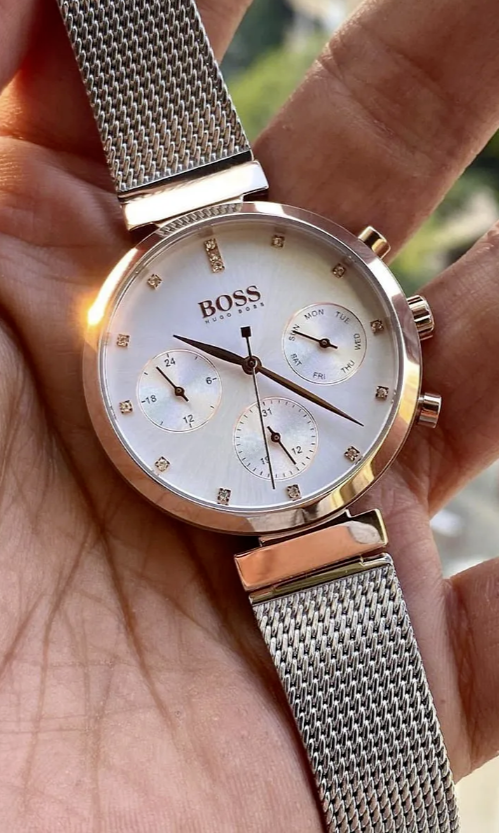 Reloj Hugo Boss Flawless para mujer, de malla, modelo 1502551