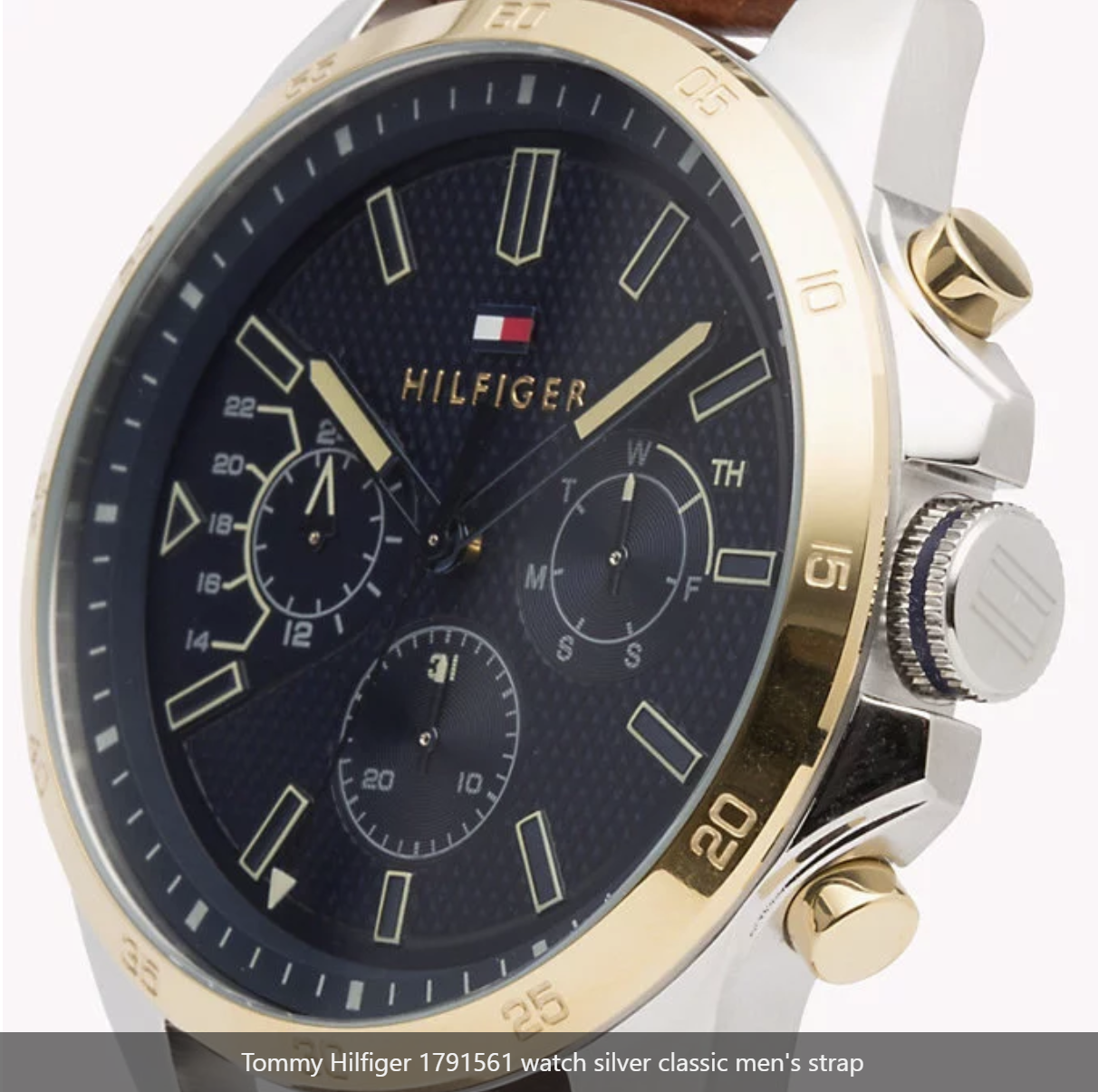 Brand New Authentic Tommy Hilfiger Men's Brown Leather Strap Watch 1791561
