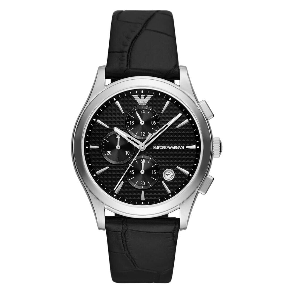 Genuine Emporio Armani Paolo 42mm Black Strap Watch AR11530