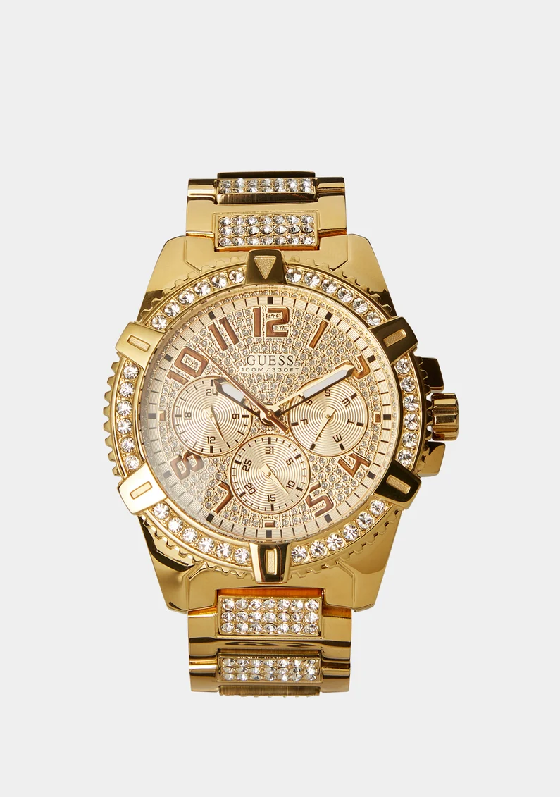 Brand New Authentic GUESS W0799G2 Frontier Gold Plated Crystal Bracelet Watch