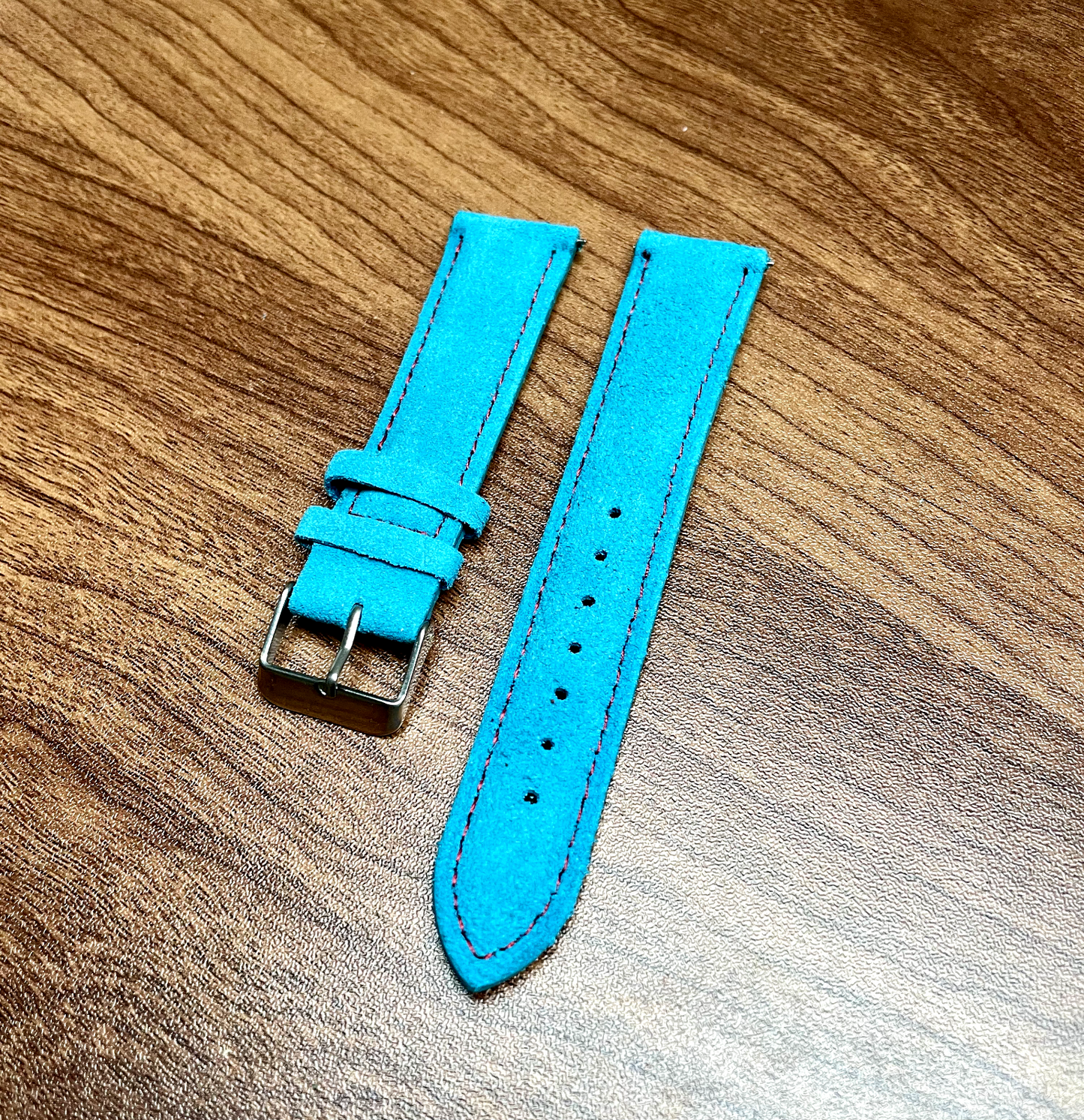 Blue Stitch & Red Stitch Suede Leather Watch Strap Quick Release 20mm New