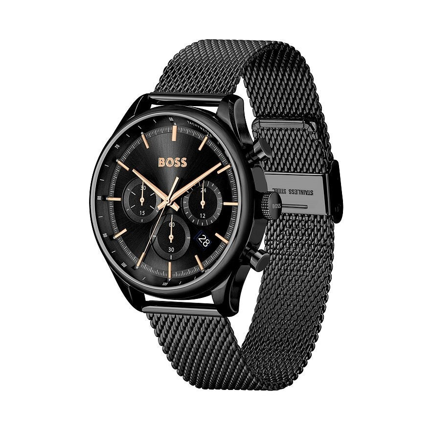Reloj Hugo Boss Cronógrafo de Malla de Acero Negro para Hombre 1514065