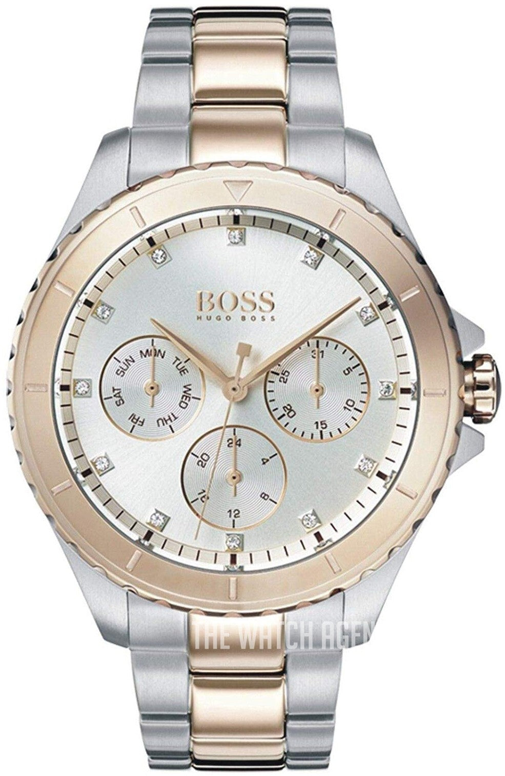 Hugo Boss Womens Silver/Rose Gold Steel Bracelet Watch 1502446