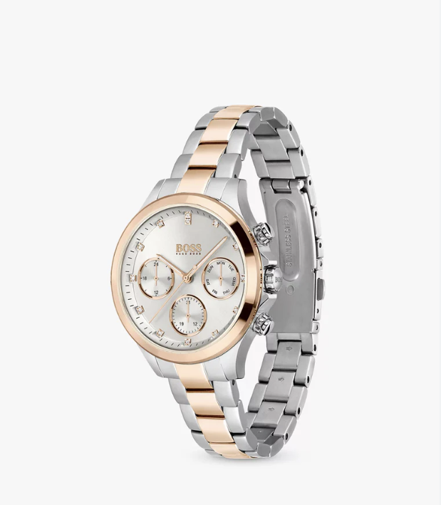 Hugo Boss Womens Silver/Rose Gold Steel Bracelet Watch 1502446
