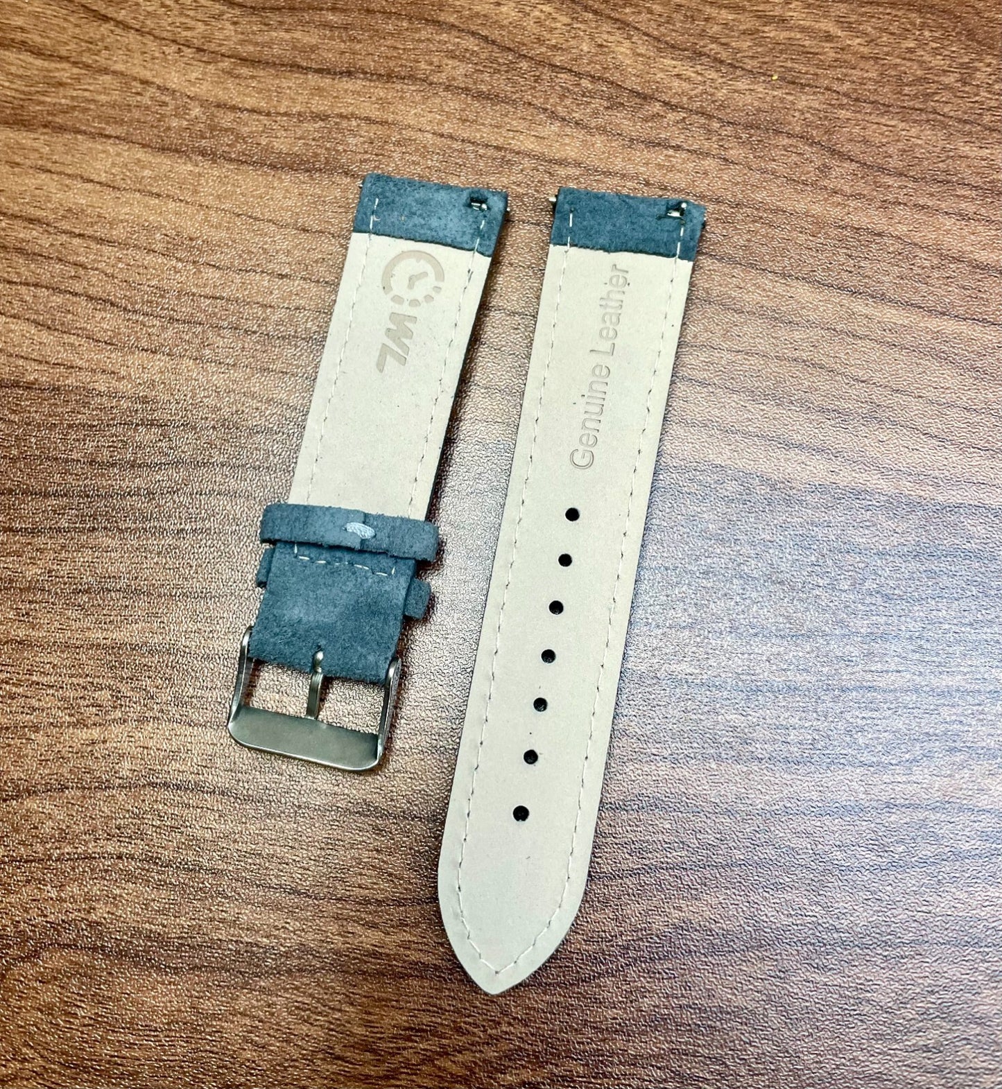 Grey & Purple Stitch Suede Leather Watch Strap Quick Release 20mm New