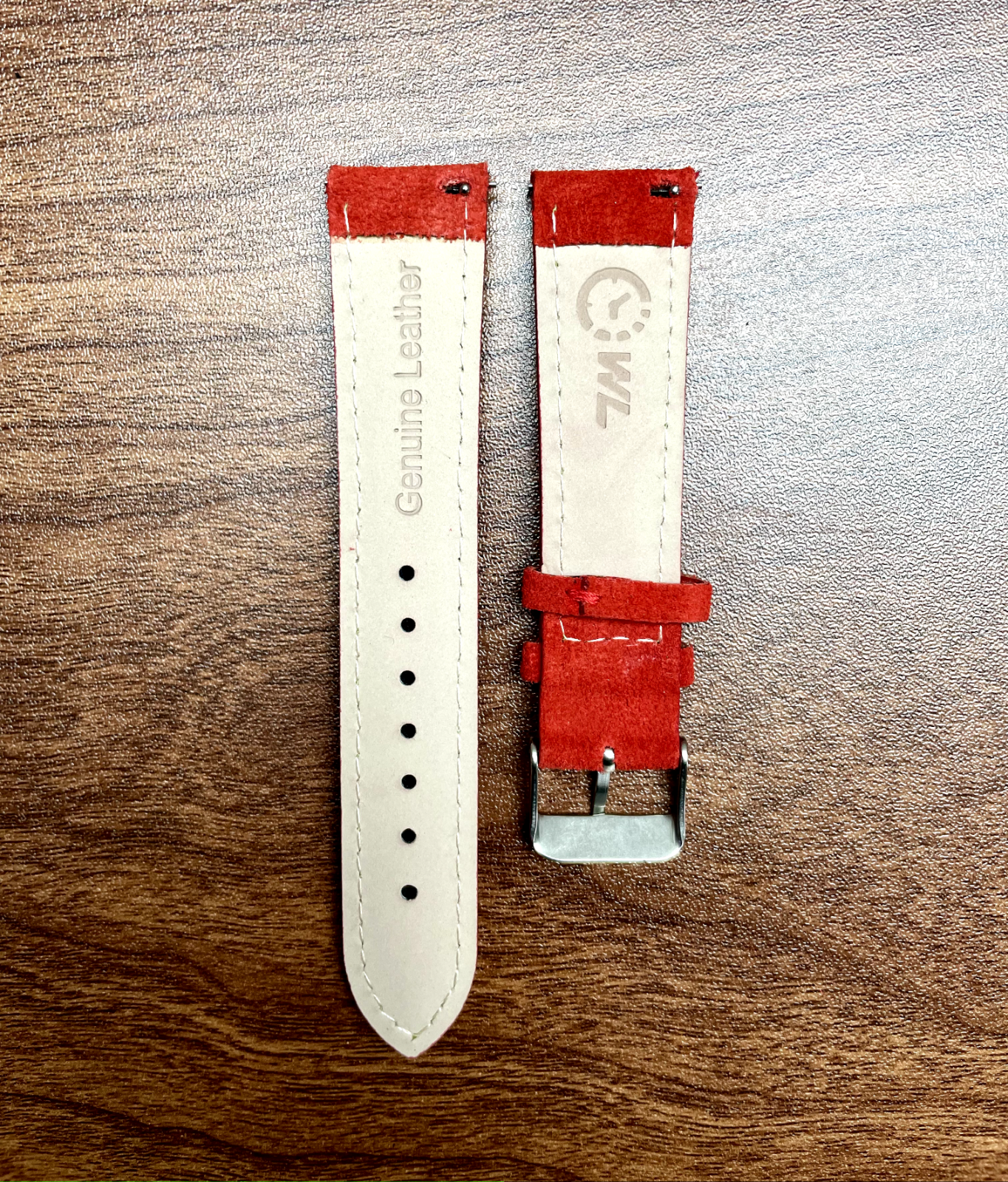 Correa de reloj de piel de ante roja con cierre rápido de 22 mm
