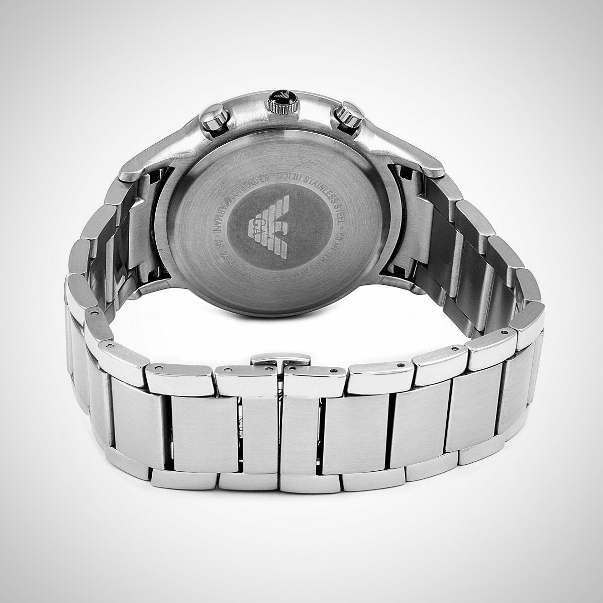 RARE NEW! Mens Emporio Armani Valente Black Dial Silver Tone SS RN Watch AR11086