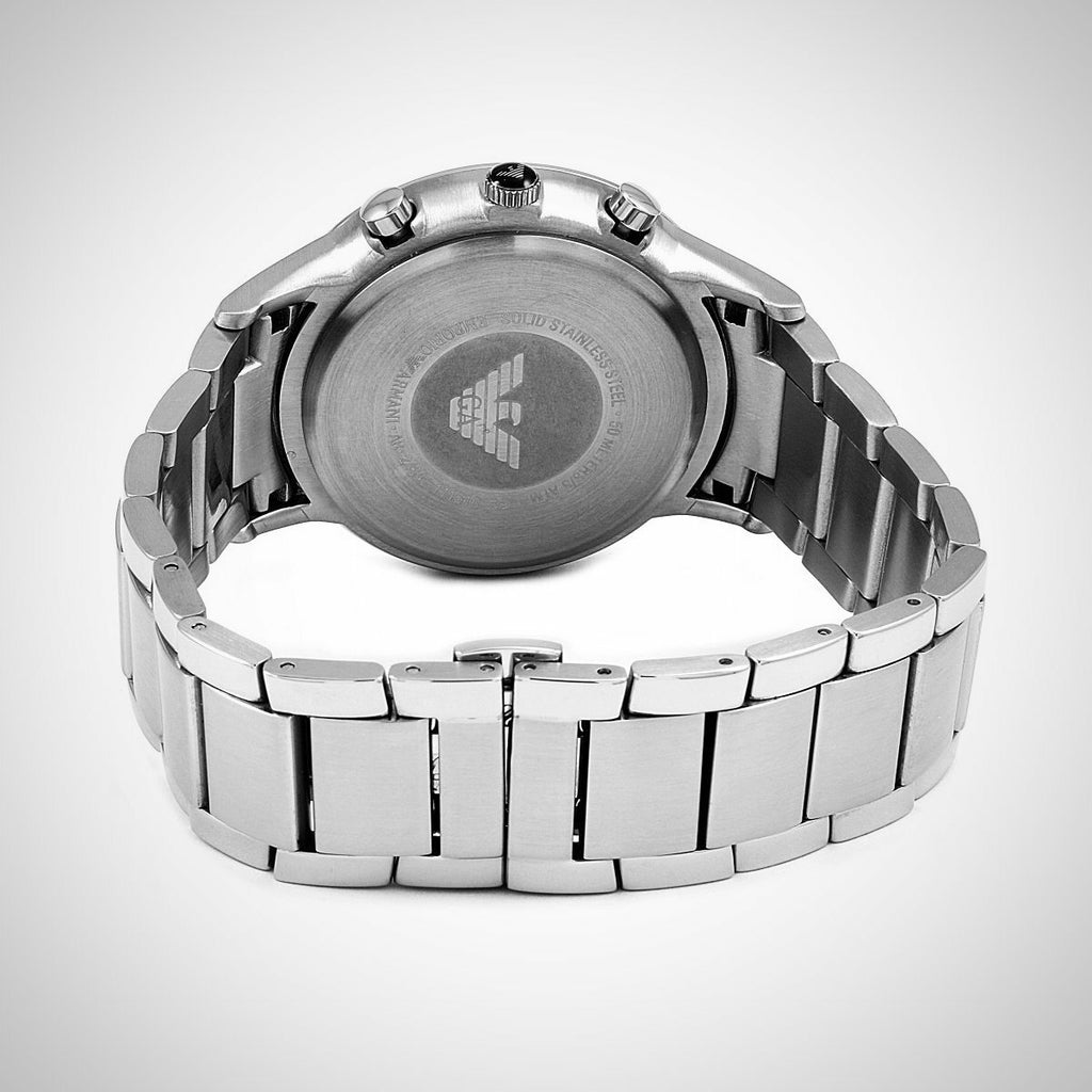Emporio Armani Mens Valente Black Dial Silver Tone Watch AR11086