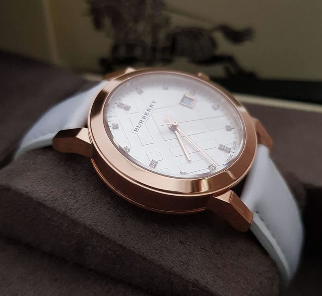 Burberry BU9130 Ladies Watch The City Diamond 34MM Rose Gold