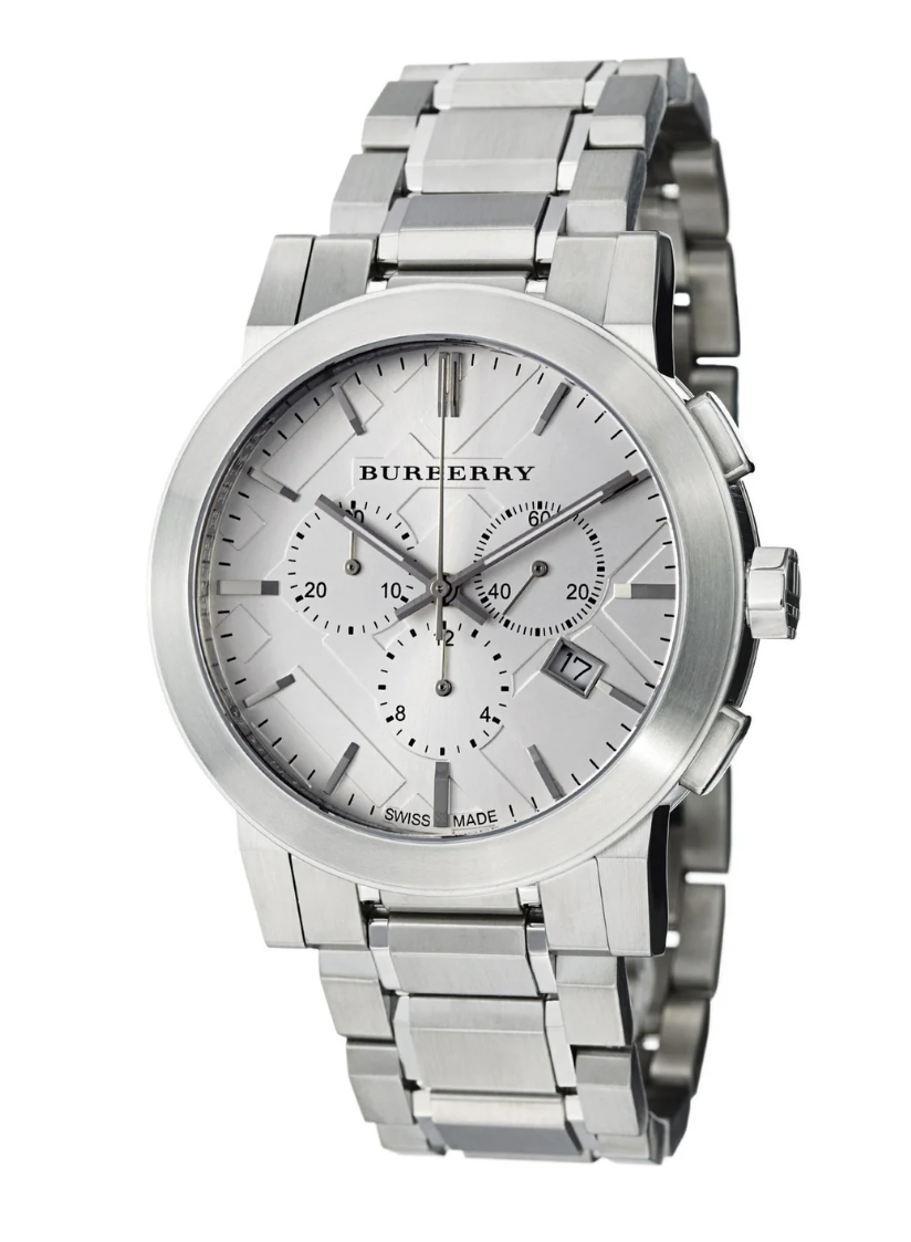 Reloj Burberry BU9350 para hombre, brazalete de acero inoxidable con estampado de cuadros grandes
