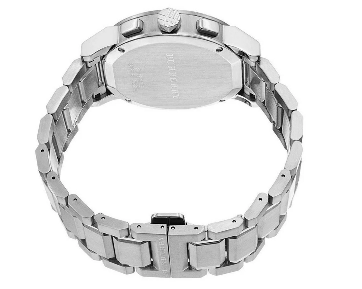 Reloj Burberry BU9350 para hombre, brazalete de acero inoxidable con estampado de cuadros grandes
