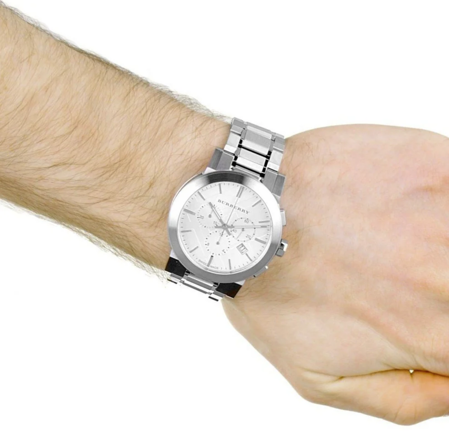 Reloj Burberry BU9350 para hombre, brazalete de acero inoxidable con estampado de cuadros grandes