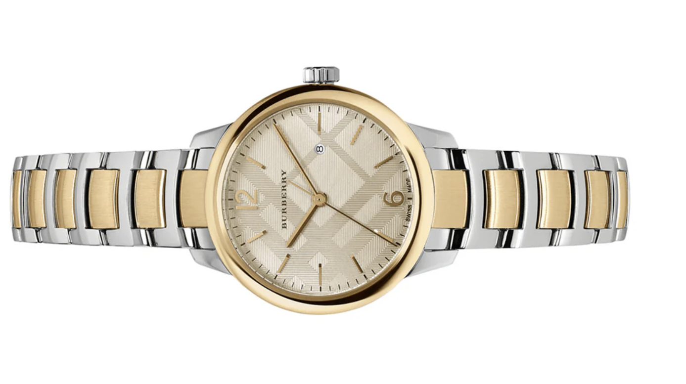 Burberry Womens BU10118 Classic Champagne Gold Dial Two Tone Steel Strap Watch