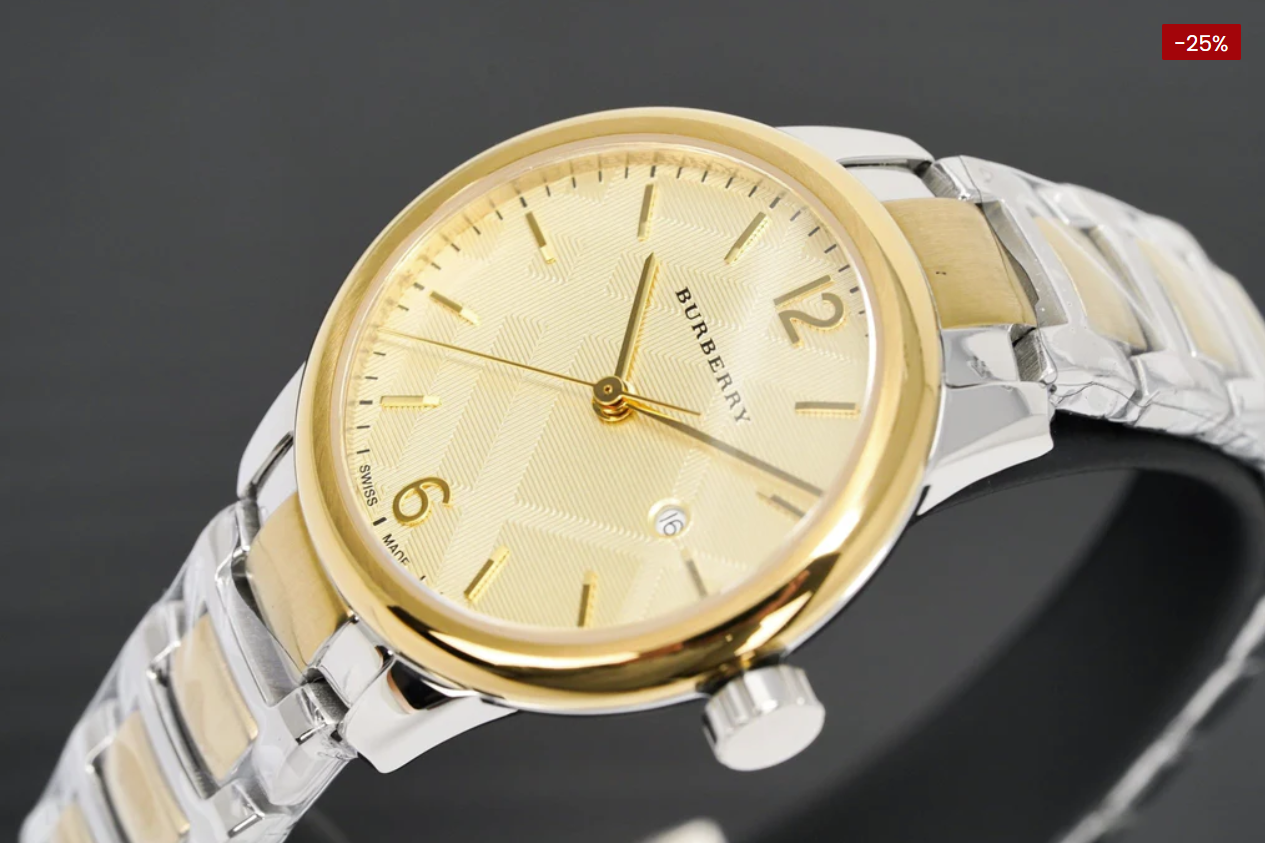 Burberry Womens BU10118 Classic Champagne Gold Dial Two Tone Steel Strap Watch