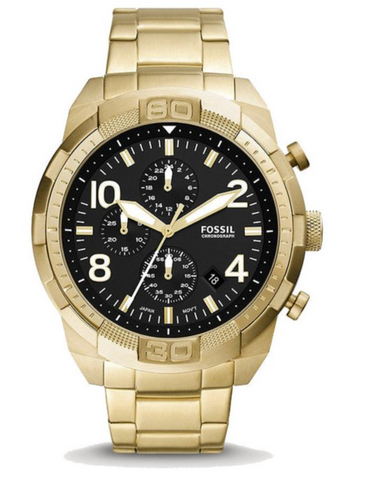 Fossil Bronson FS5877 Chronograph Gold Steel Strap Mens Watch