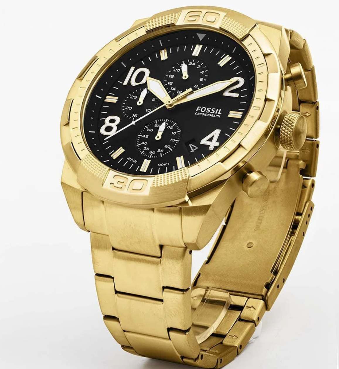 Fossil Bronson FS5877 Chronograph Gold Steel Strap Mens Watch