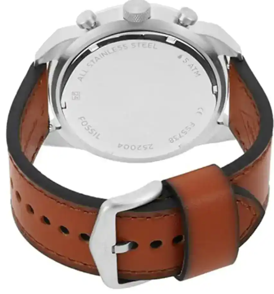 Fossil Bronson Chronograph Green Dial Leather Strap Quartz FS5738 Mens Watch