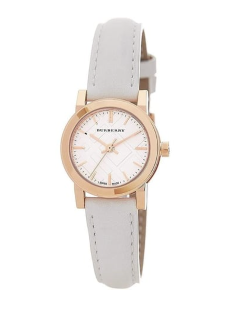 Reloj Burberry The City para mujer, oro rosa BU9209, esfera blanca