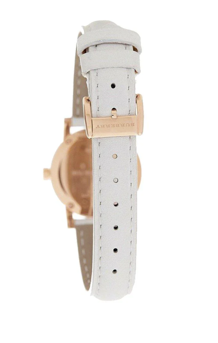 Reloj Burberry The City para mujer, oro rosa BU9209, esfera blanca