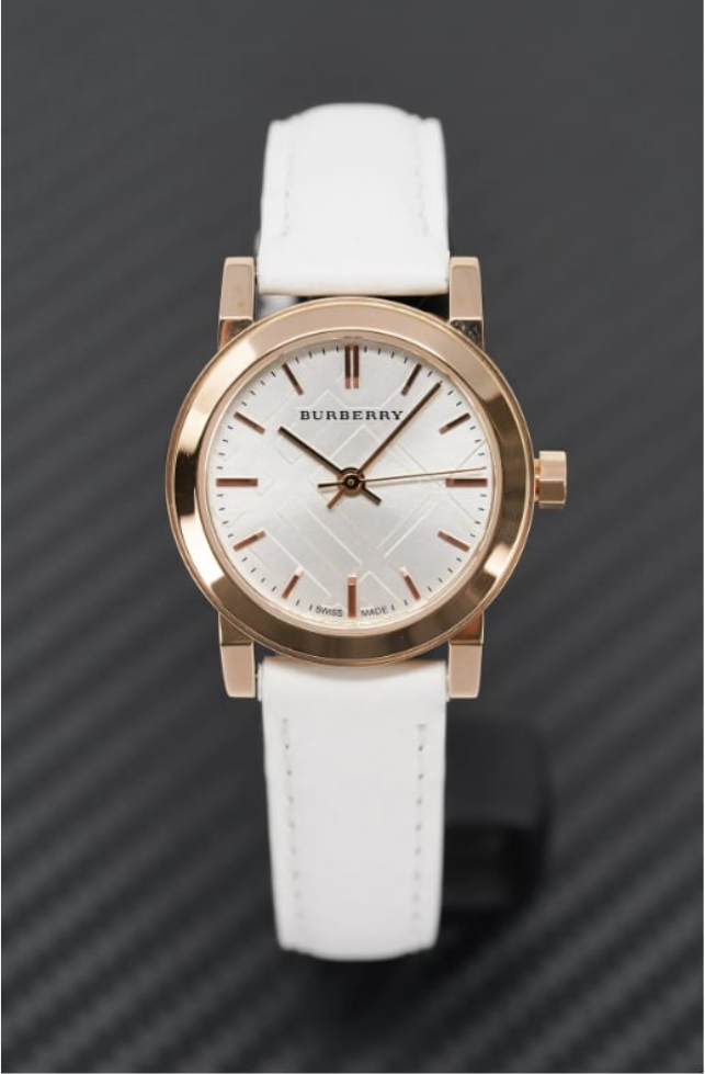 Reloj Burberry The City para mujer, oro rosa BU9209, esfera blanca