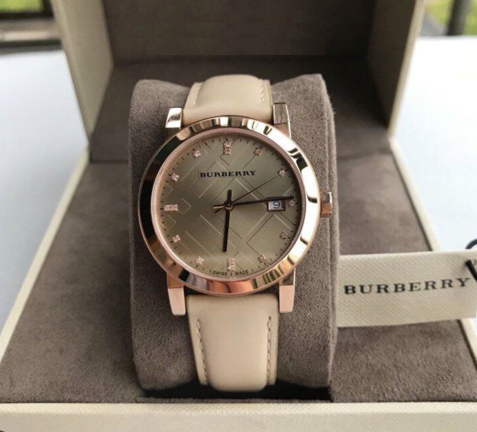 Reloj Burberry The City Diamond para mujer, 34 mm, oro rosa, BU9131