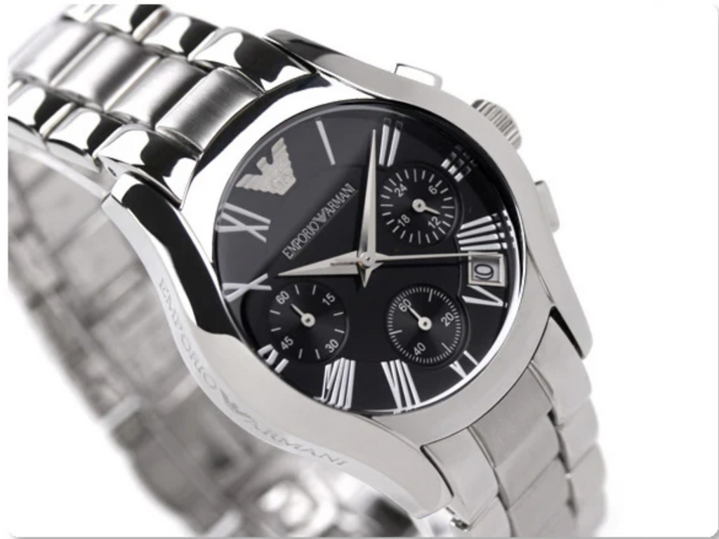 Reloj Emporio Armani Cronógrafo para mujer, plateado, de terciopelo, AR0674