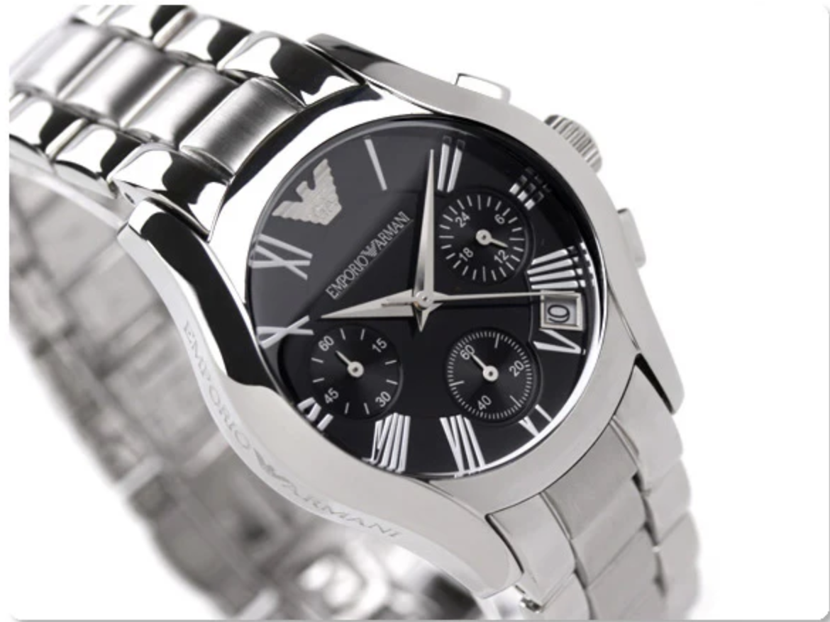Emporio Armani Ladies Chronograph Silver Velente Watch AR0674