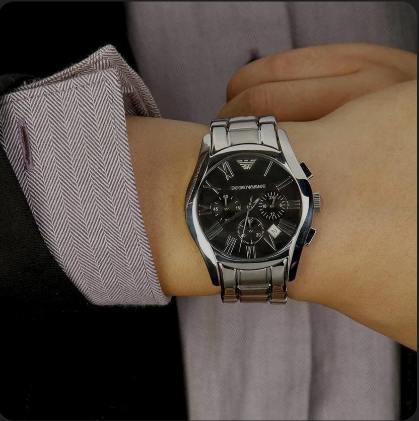 Emporio Armani Ladies Chronograph Silver Velente Watch AR0674