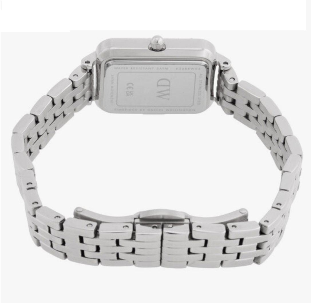 Reloj Daniel Wellington DW00100670 Quadro Lumine con bisel de 5 eslabones y acabado plateado ártico