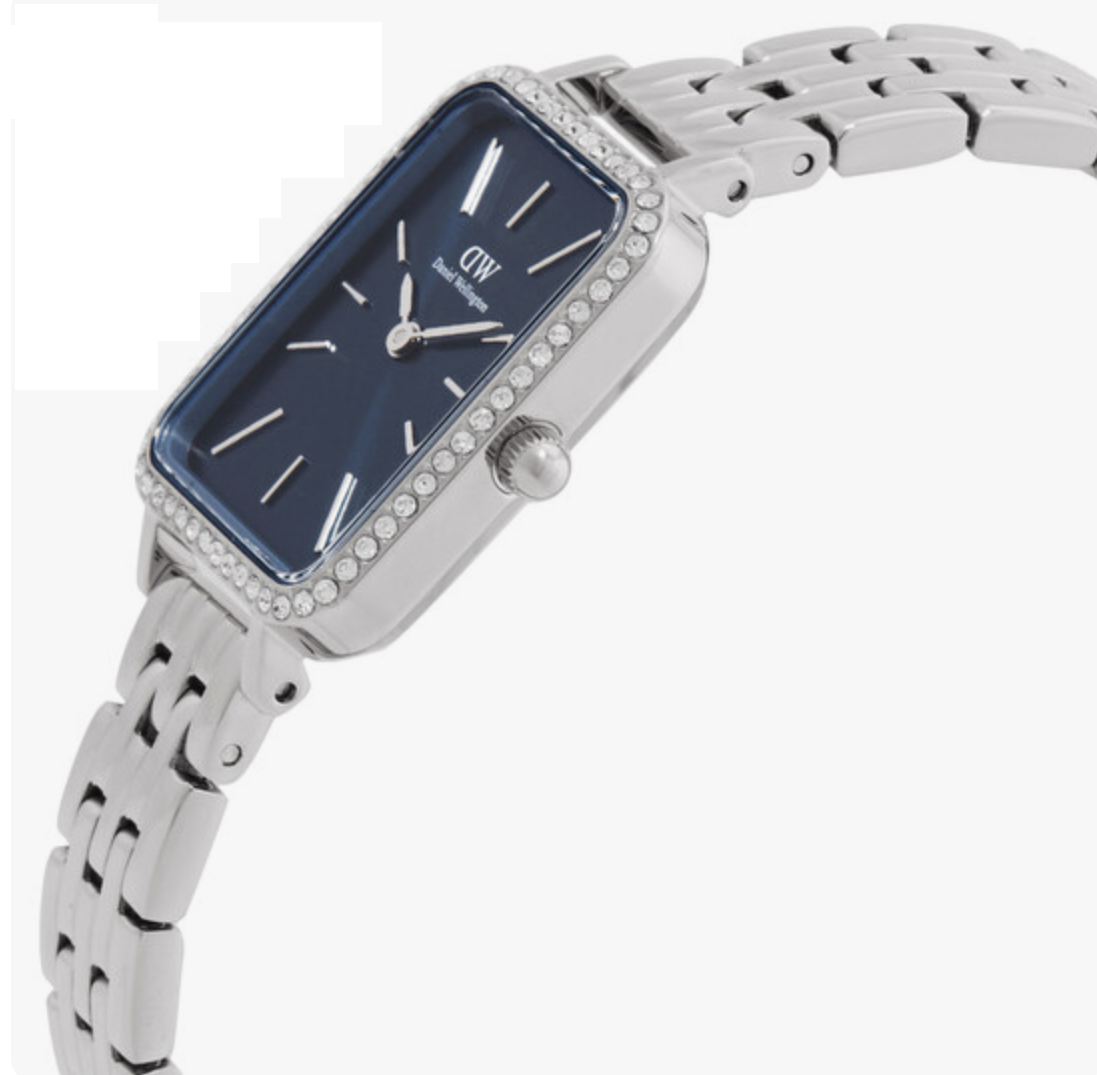 Reloj Daniel Wellington DW00100670 Quadro Lumine con bisel de 5 eslabones y acabado plateado ártico