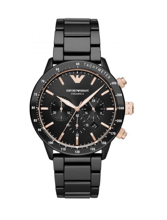 Emporio Armani AR70002 Mario Mens Ceramic Black Quartz Chronograph Watch