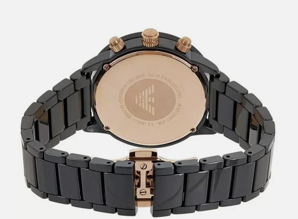 Emporio Armani AR70002 Mario Mens Ceramic Black Quartz Chronograph Watch