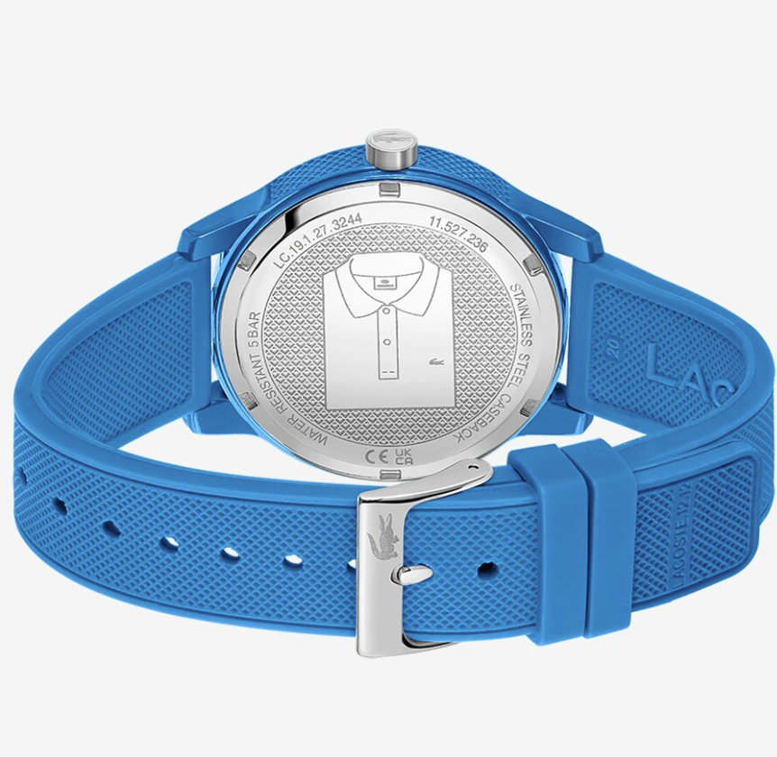 Lacoste Unisex 2011193 L.12.12 3 Hands Blue Silicone Watch