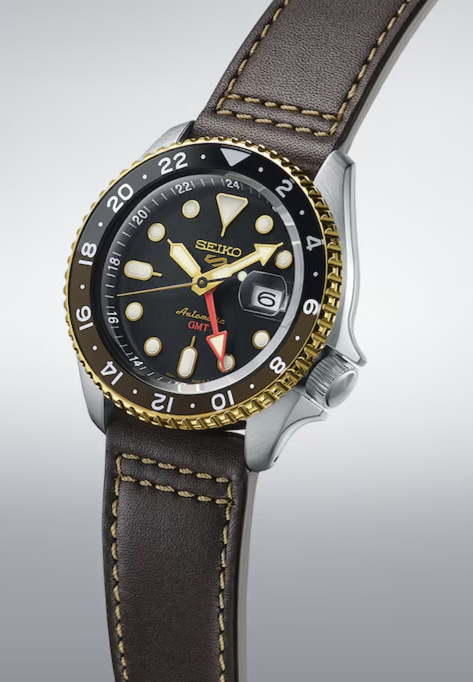 Seiko SSK036K1 5 Sports SKX GMT 42.5mm Mens Mocha Watch