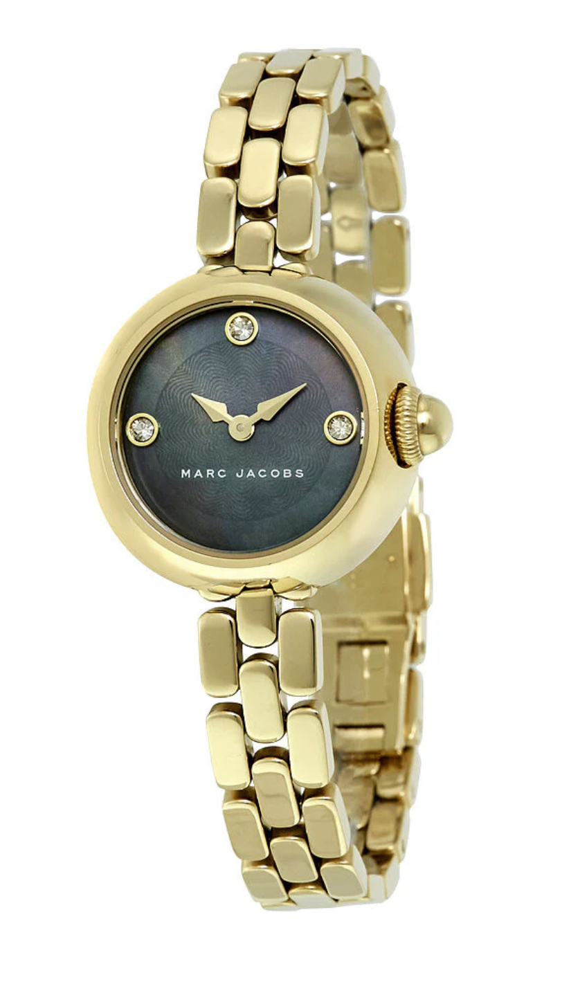 Marc Jacobs MJ3460 Womens Courtney Mother of Pearl Green Dial Gold Strap Watch